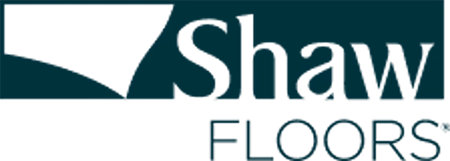 Shaw Floors logo featuring a stylized geometric shape on the left and the words Shaw Floors in large text on the right. -Precision Flooring